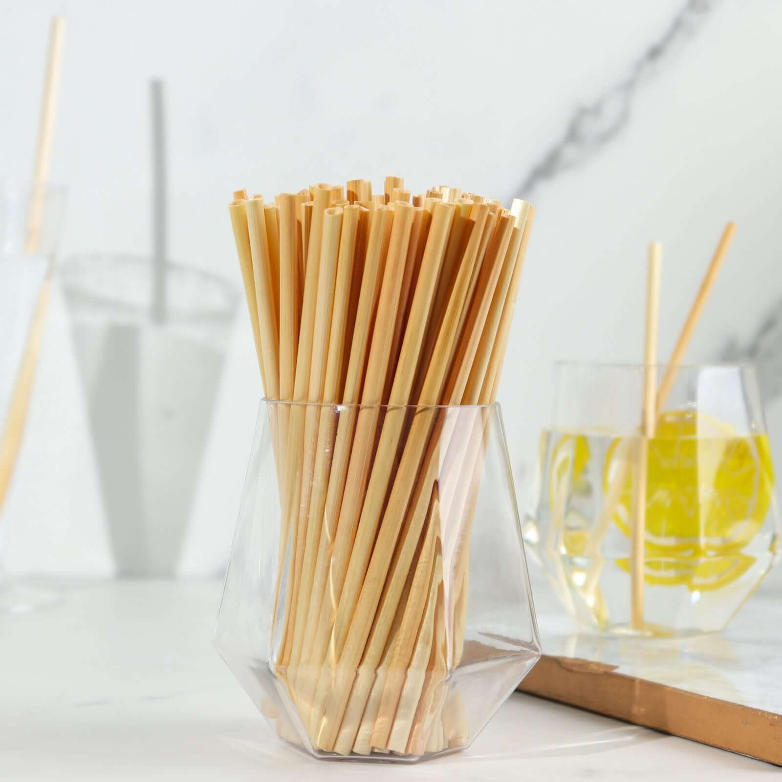 100-Pack Compostable Straws 6" Plant Based 100% Plastic Free - Eco-Friendly Wheat Drinking Straws